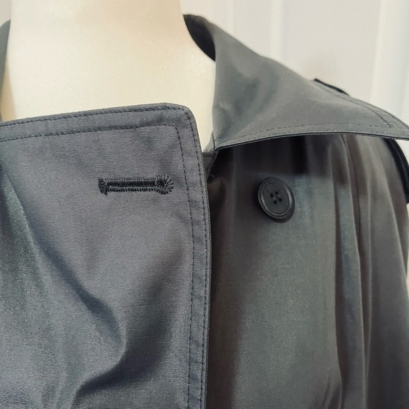 VINTAGE‎ 80's London Fog Classic Wool Lined Charcoal Grey Trench Coat Women's 12 - Picture 10 of 16